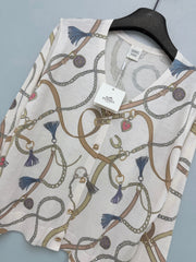 Hermès/26 New Equestrian-Style Lightweight V-Neck Knit Cardigan