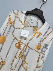 Hermès/26 New Equestrian-Style Lightweight V-Neck Knit Cardigan