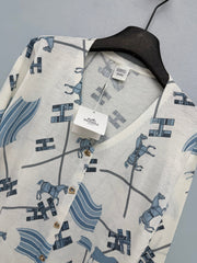 Hermès/26 New Equestrian-Style Lightweight V-Neck Knit Cardigan