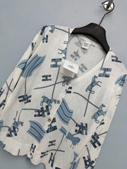 Hermès/26 New Equestrian-Style Lightweight V-Neck Knit Cardigan