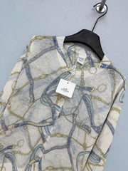 Hermès/26 New Equestrian-Style Lightweight V-Neck Knit Cardigan
