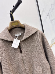 Brunello Cucinelli/26 Early Autumn Latest Vintage Style Outfit Textured Wool Cardigan