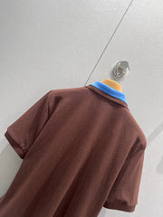 Color-blocked double-layered collar polo shirt