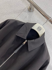 Lapel Zippered Wool Pleated Jacket