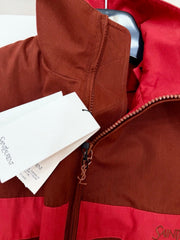 Burgundy Color-Blocked Stand-Up Collar Windbreaker