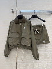Dark green jacket and skirt set