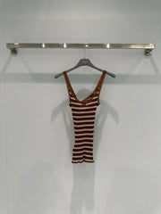 Lace-trimmed striped vest