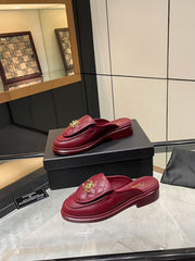 Satchel-Buckle Loafer Mules