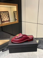 Satchel-Buckle Loafer Mules