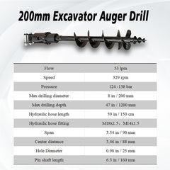 MMS Mini Excavator Auger 200mm/300mm