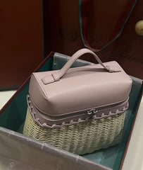 Loro Piana 2026 Extra Pocket L19 Bag Beige Pink Rattan Leather
