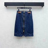 FENDI/26New Arrival:Paneled Denim Midi Skirt with Slit