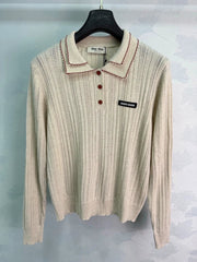 MiuMiu/26 Early Autumn New Hollow Knit Polo Shirt