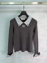 MiuMiu/Color-Block Collar Knit Sweater