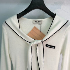 MiuMiu/26 Early Autumn New Shawl V-Neck Knit Long Sleeve Top