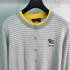Gucci/26 Early Autumn New Striped Faux Two-Piece Knit Cardigan