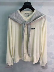 MiuMiu/26 Early Autumn New Striped Shawl Knit Cardigan
