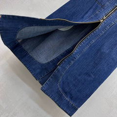 FENDI/26New Arrival:Paneled Denim Midi Skirt with Slit