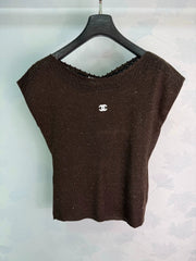 Chanel / 26 Early Autumn New Round Neck Short Sleeve Knit Top