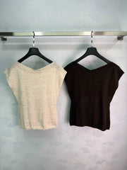 Chanel / 26 Early Autumn New Round Neck Short Sleeve Knit Top
