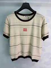 MiuMiu/26ssNew Striped Knit Short Sleeve