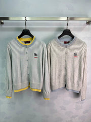 Gucci/26 Early Autumn New Striped Faux Two-Piece Knit Cardigan