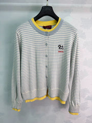 Gucci/26 Early Autumn New Striped Faux Two-Piece Knit Cardigan