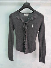 Yves Saint Laurent/26 Early Autumn New V-Neck Long-Sleeve Knit