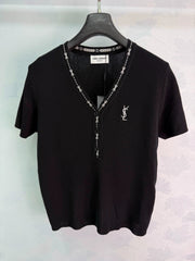 Yves Saint Laurent/26ss New V-Neck Knit Short Sleeve