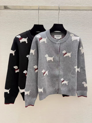 Thom Browne/26 Early Spring New Full-Print Puppy Cardigan Sweater