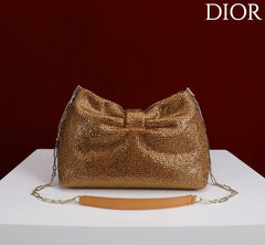 Dior 2026 Strass Embellished Bow Bag Leather 160744