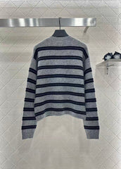 Striped Knit Long-Sleeve Cardigan