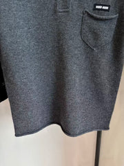 Collared Knit Short-Sleeve Sweater