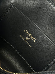 Chanel 2026 Crocodile Embossed Bowling Bag 18.5cm Leather