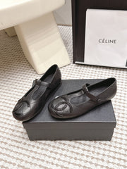CHANEL 26S MARY JANE FLATS IN BLACK LAMBSKIN WITH CC LOGO