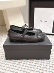 CHANEL 26S MARY JANE FLATS IN BLACK LAMBSKIN WITH CC LOGO