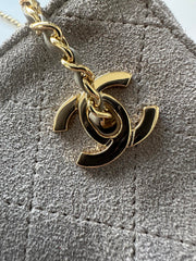 CHANEL 26S MINI BUCKET BAG 18 IN GREY QUILTED SUEDE GOLD HARDWARE