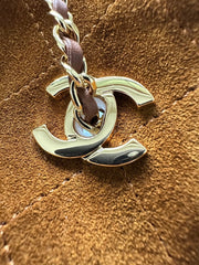 CHANEL 26S MINI BUCKET BAG 18 IN CARAMEL BROWN QUILTED SUEDE GOLD HARDWARE