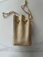 CHANEL 26S MINI BUCKET BAG 18 IN BEIGE QUILTED CALFSKIN GOLD HARDWARE