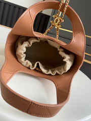 CHANEL 26S QUILTED HOBO BAG 27 IN CARAMEL BROWN CALFSKIN GOLD HARDWARE