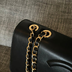 CHANEL 26S LARGE CC LOGO FLAP SHOULDER BAG 33 IN BLACK LAMBSKIN GOLD HARDWARE