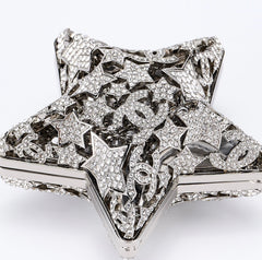 CHANEL 26S STAR CLUTCH MINI 13 IN SILVER CRYSTAL EMBELLISHED METAL