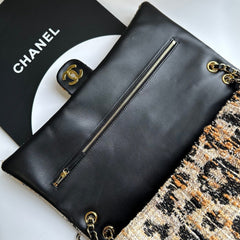 Chanel 2026 Leopard Print CF Maxi Flap Bag Tweed Leather