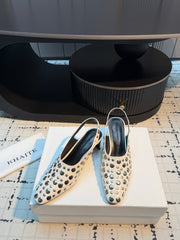 Khaite/26SS NEW Punk style rivet Roman sandals