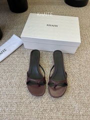 Khaite/26SS NEW Flat square toe mules flip-flop sandals and slippers