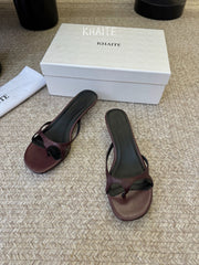 Khaite/26SS NEW Flat square toe mules flip-flop sandals and slippers