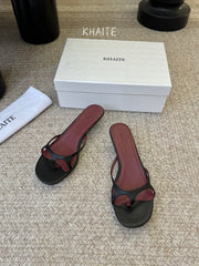 Khaite/26SS NEW Flat square toe mules flip-flop sandals and slippers