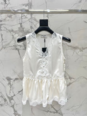 Yves Saint Laurent/26SS NEW Vacation ⛱️lace stitching sleeveless vest