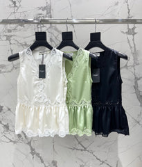 Yves Saint Laurent/26SS NEW Vacation ⛱️lace stitching sleeveless vest