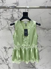 Yves Saint Laurent/26SS NEW Vacation ⛱️lace stitching sleeveless vest